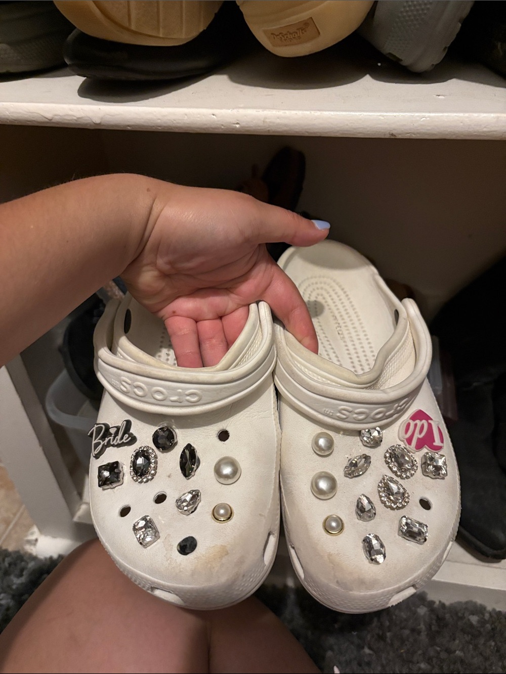 Crocs white clogs bride wedding